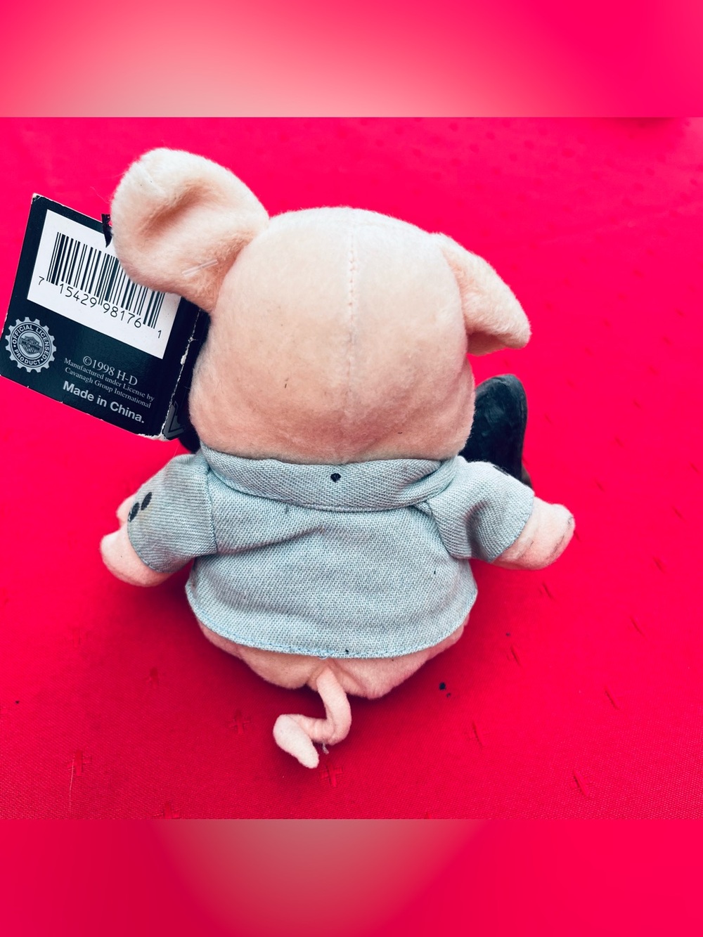 Vintage Harley-Davidson Pink Plush Piglet with Gray Jacket and Black Boots - Picture 5 of 5